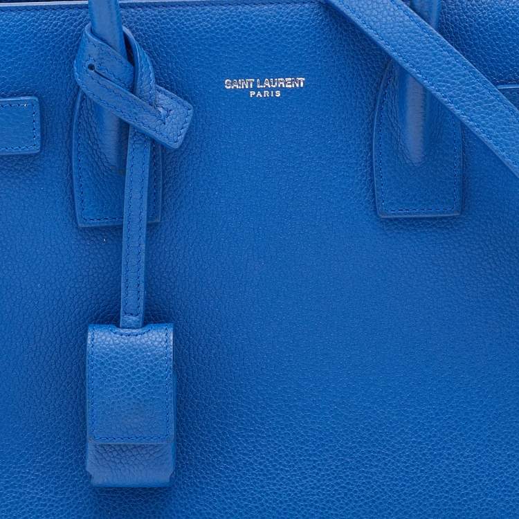 Pre Owned Saint Laurent Blue Leather Baby Classic Sac De Jour Tote