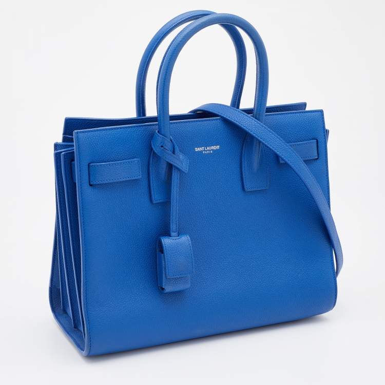 Pre Owned Saint Laurent Blue Leather Baby Classic Sac De Jour Tote