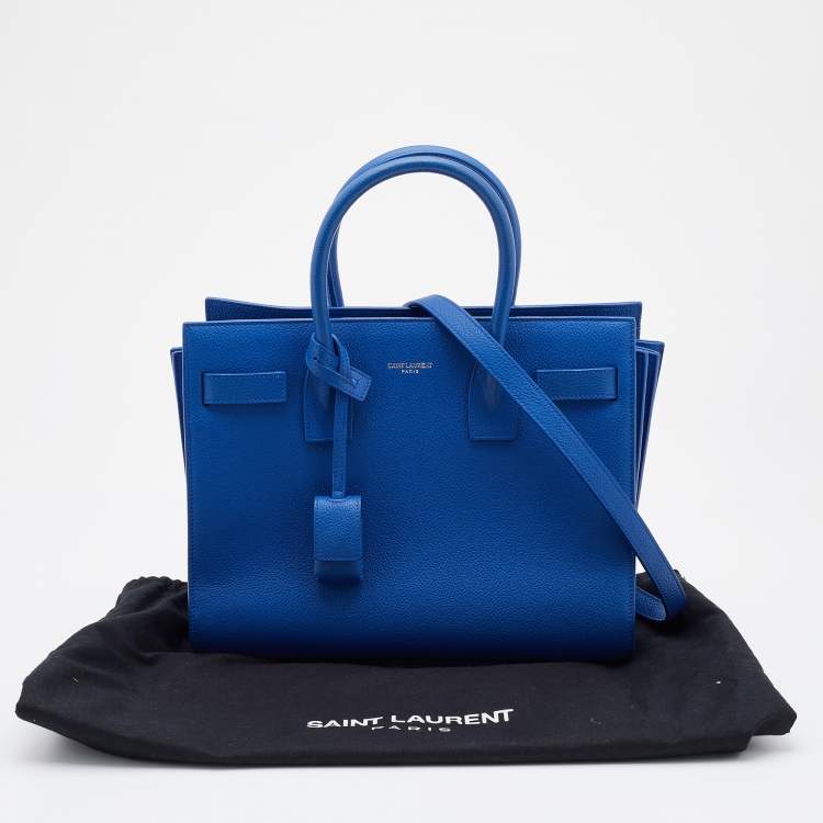 Pre Owned Saint Laurent Blue Leather Baby Classic Sac De Jour Tote