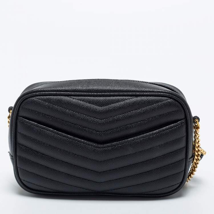 Pre Owned Saint Laurent Black Matelassé Leather Lou Shoulder Bag