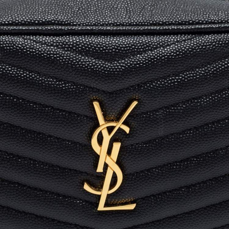 Pre Owned Saint Laurent Black Matelassé Leather Lou Shoulder Bag