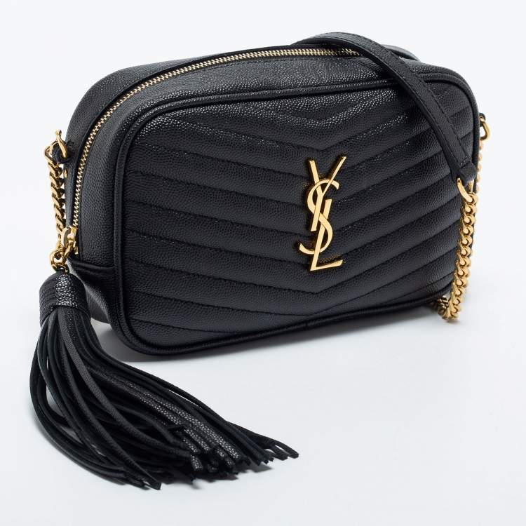 Pre Owned Saint Laurent Black Matelassé Leather Lou Shoulder Bag