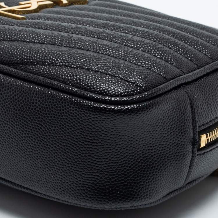 Pre Owned Saint Laurent Black Matelassé Leather Lou Shoulder Bag