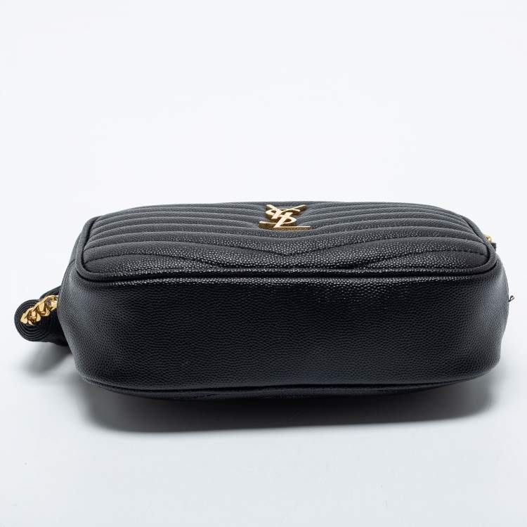 Pre Owned Saint Laurent Black Matelassé Leather Lou Shoulder Bag