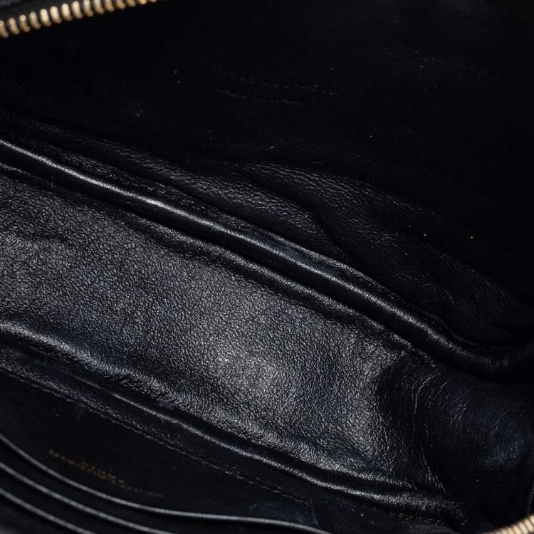 Pre Owned Saint Laurent Black Matelassé Leather Lou Shoulder Bag