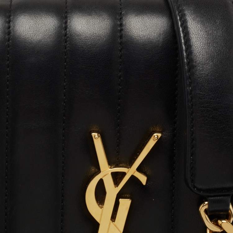 Pre Owned Saint Laurent Black Quilted Leather Medium Vicky Shoulder Bag