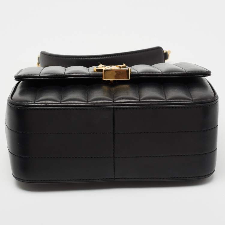 Pre Owned Saint Laurent Black Quilted Leather Medium Vicky Shoulder Bag