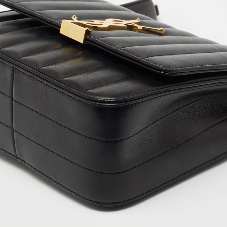 Pre Owned Saint Laurent Black Quilted Leather Medium Vicky Shoulder Bag