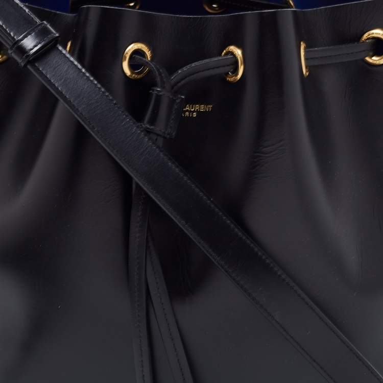 Pre Owned Saint Laurent Black Leather Emmanuelle Bucket Bag