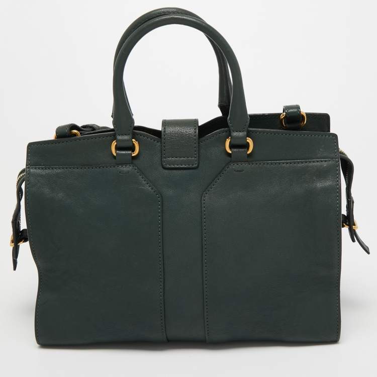 Pre Owned Saint Laurent Green Leather Chyc Tote