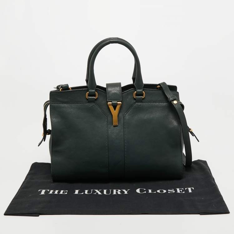 Pre Owned Saint Laurent Green Leather Chyc Tote