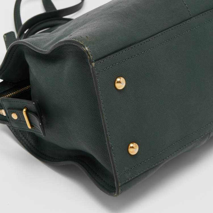 Pre Owned Saint Laurent Green Leather Chyc Tote