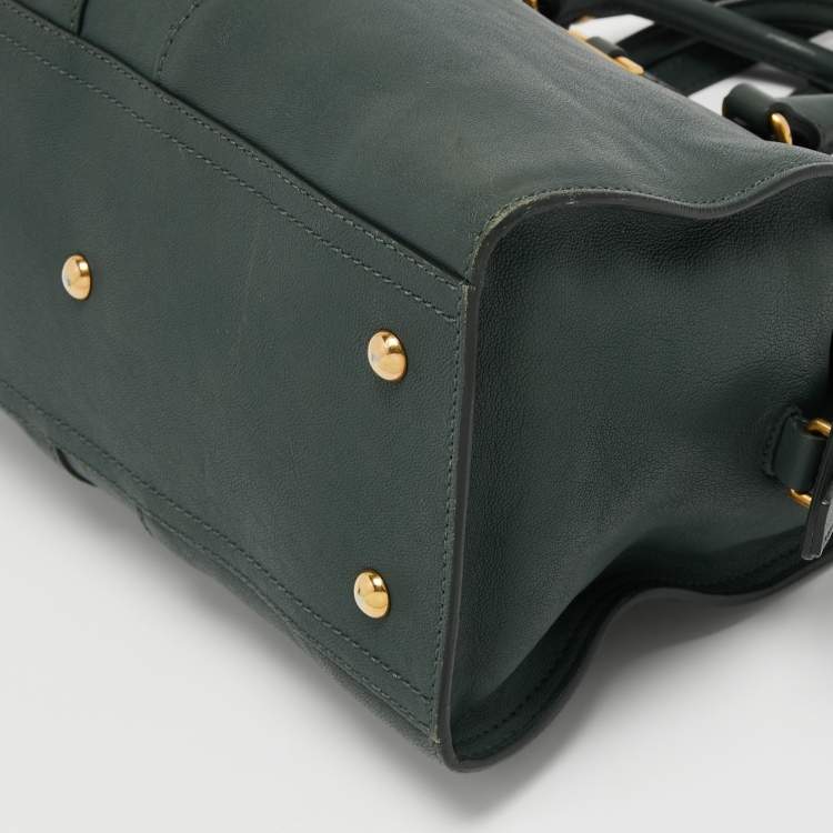 Pre Owned Saint Laurent Green Leather Chyc Tote