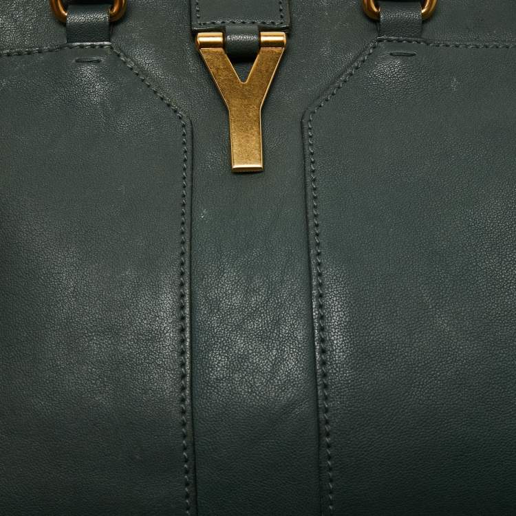 Pre Owned Saint Laurent Green Leather Chyc Tote