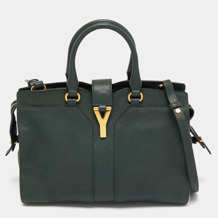Pre Owned Saint Laurent Green Leather Chyc Tote