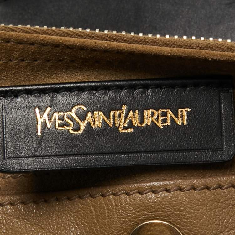 Pre Owned Saint Laurent Brown/Black Python and Leather Medium Muse Two Top Handle Bag