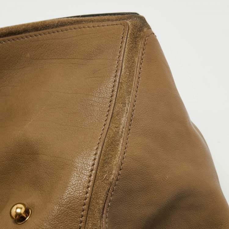 Pre Owned Saint Laurent Brown/Black Python and Leather Medium Muse Two Top Handle Bag