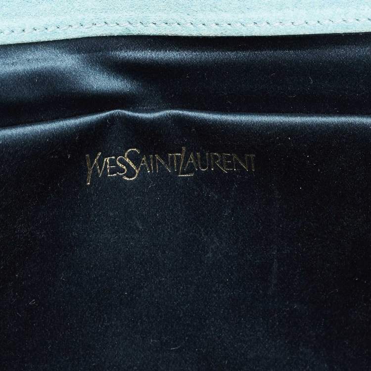 Pre Owned Saint Laurent Blue Patent Leather Belle De Jour Flap Clutch