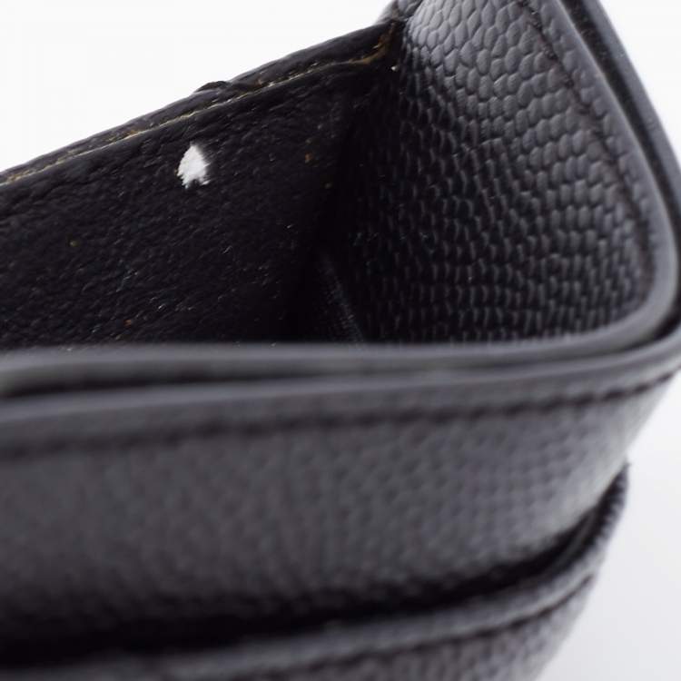 Pre Owned Saint Laurent Black Matelasse Leather Monogram Card Holder