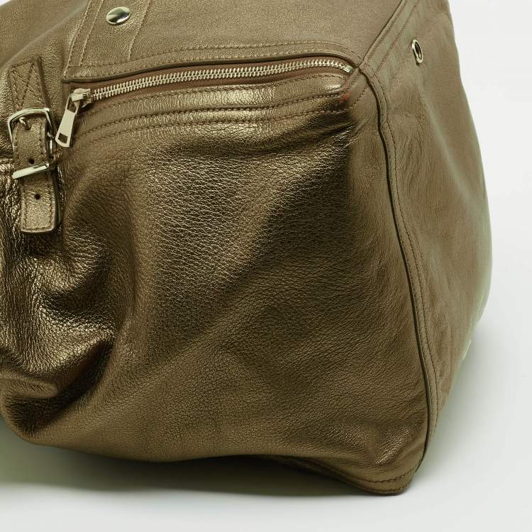 Pre Owned Yves Saint Laurent Metallic Gold Leather Downtown Tote