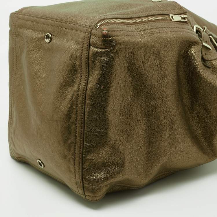 Pre Owned Yves Saint Laurent Metallic Gold Leather Downtown Tote