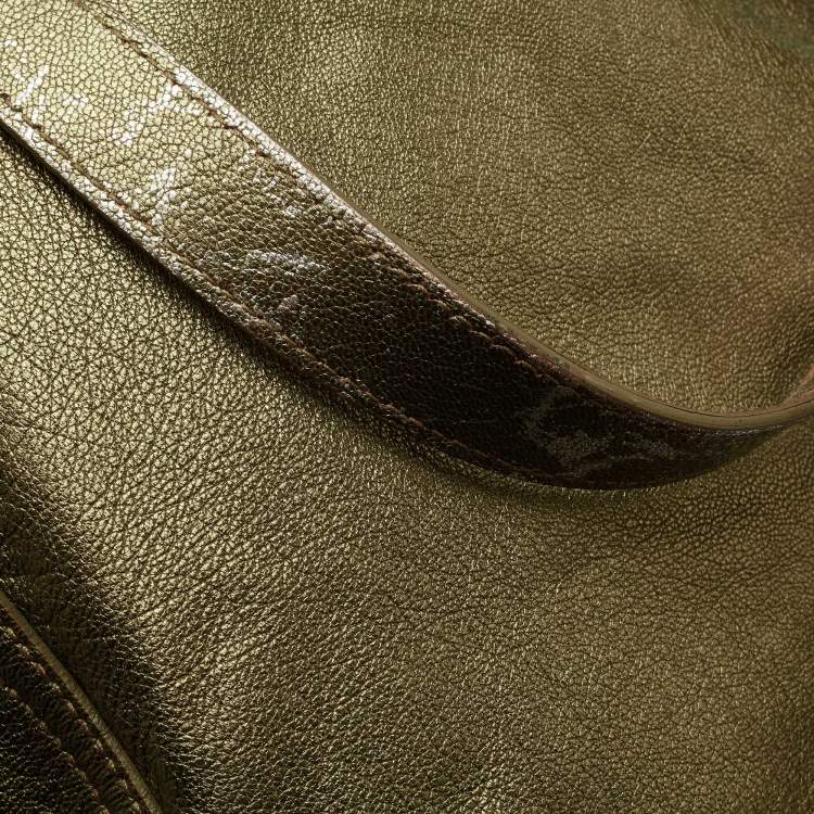 Pre Owned Yves Saint Laurent Metallic Gold Leather Downtown Tote
