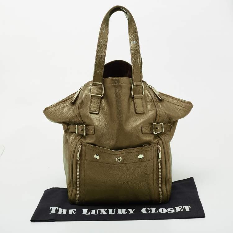 Pre Owned Yves Saint Laurent Metallic Gold Leather Downtown Tote