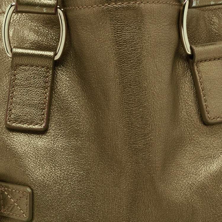 Pre Owned Yves Saint Laurent Metallic Gold Leather Downtown Tote