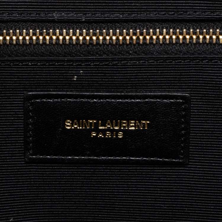 Pre Owned Saint Laurent Tan Matelassé Leather Large Monogram Envelope Shoulder Bag