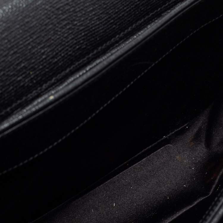 Pre Owned Saint Laurent Black Textured Leather Large Chyc Shoulder Bag
