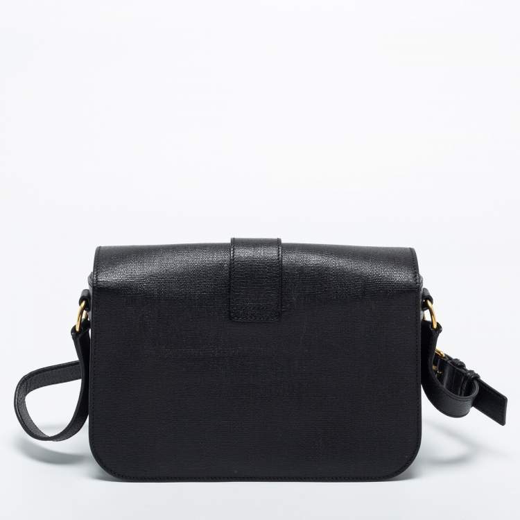 Pre Owned Saint Laurent Black Textured Leather Large Chyc Shoulder Bag