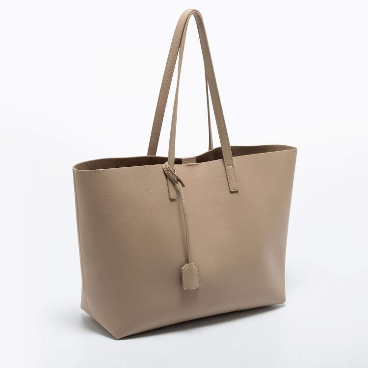 Pre Owned Saint Laurent Beige Leather East West Shopping Tote