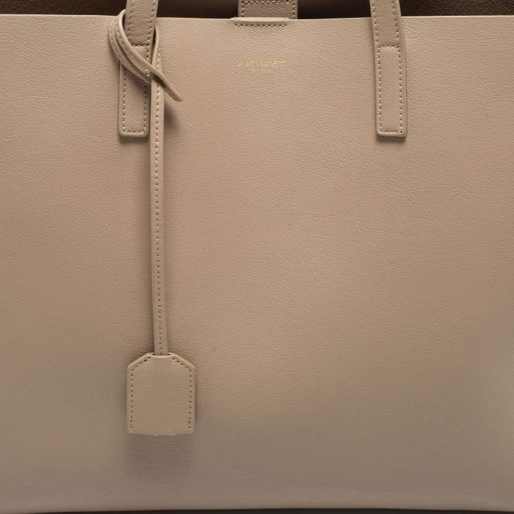 Pre Owned Saint Laurent Beige Leather East West Shopping Tote