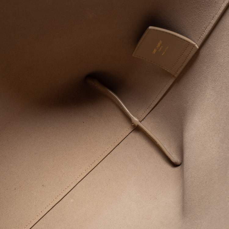 Pre Owned Saint Laurent Beige Leather East West Shopping Tote