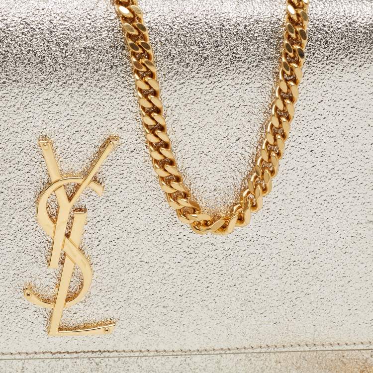 Pre Owned Saint Laurent Gold Leather Medium Kate Tassel Shoulder Bag