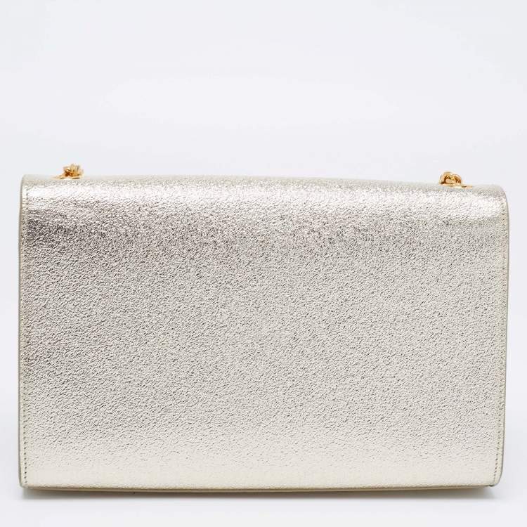 Pre Owned Saint Laurent Gold Leather Medium Kate Tassel Shoulder Bag