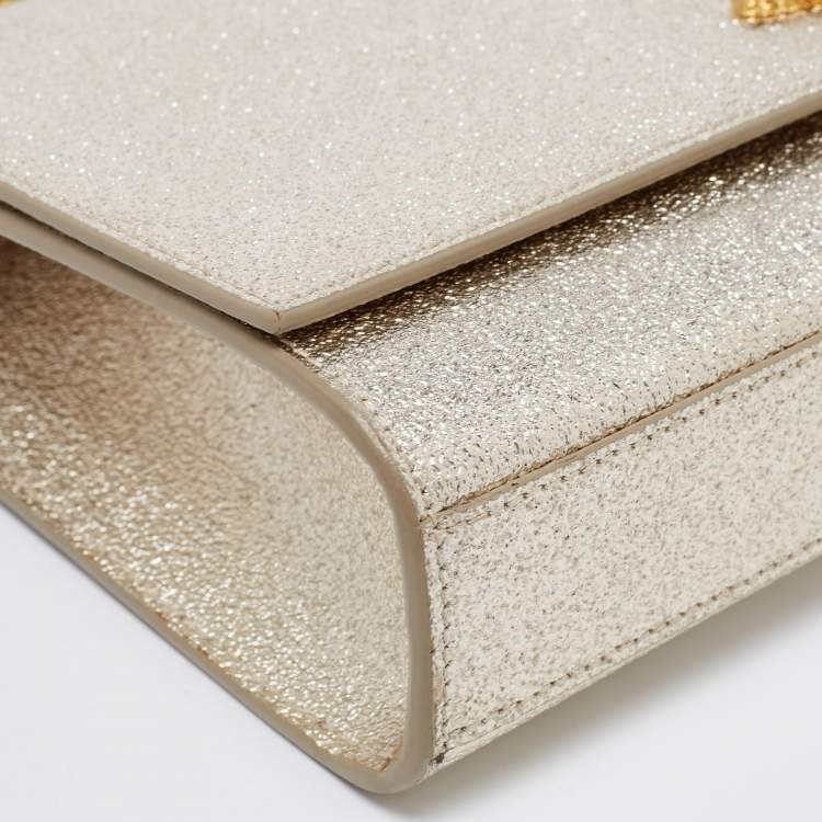 Pre Owned Saint Laurent Gold Leather Medium Kate Tassel Shoulder Bag