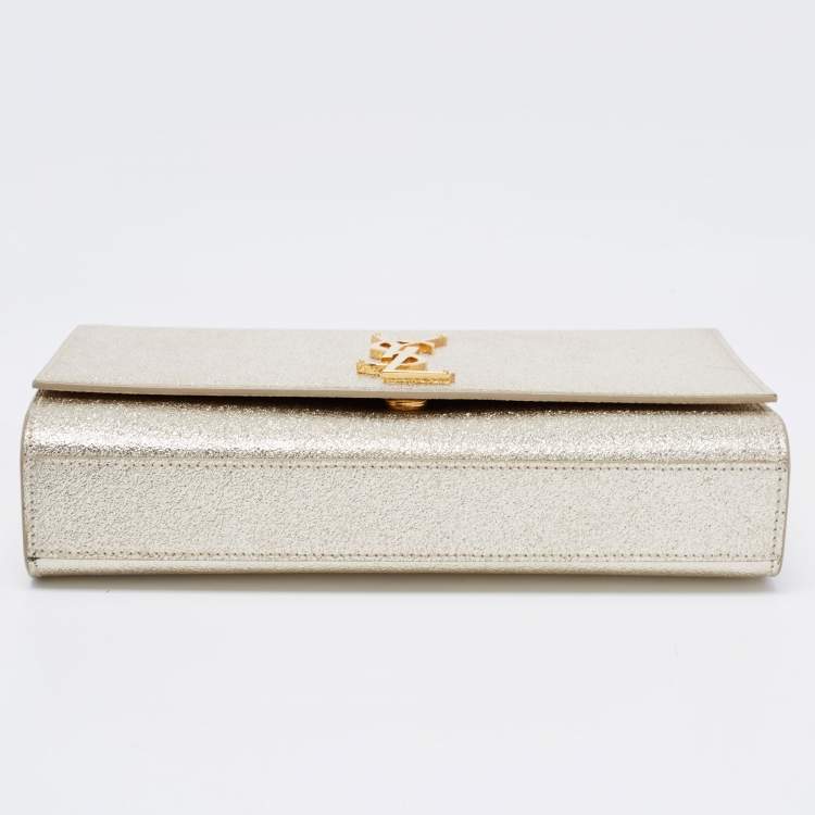 Pre Owned Saint Laurent Gold Leather Medium Kate Tassel Shoulder Bag