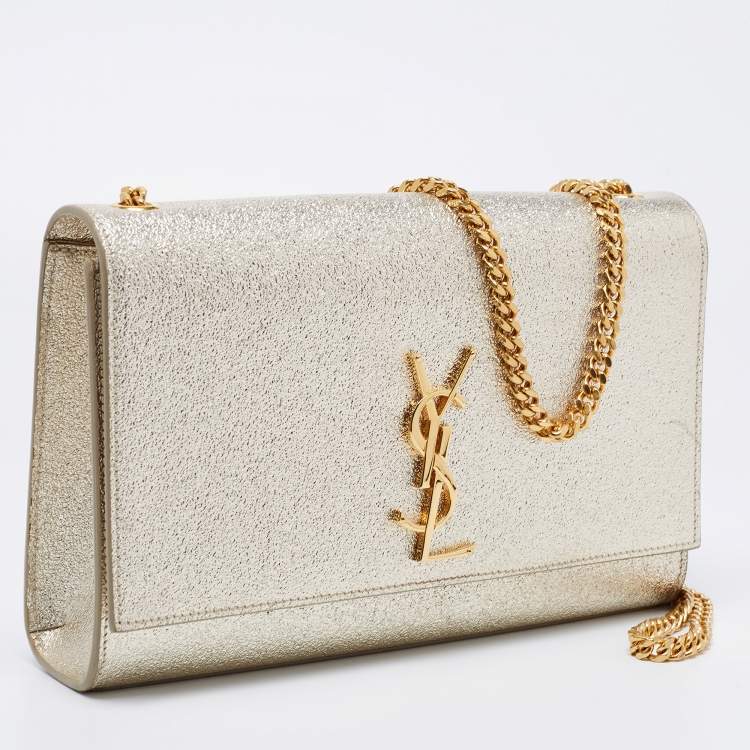 Pre Owned Saint Laurent Gold Leather Medium Kate Tassel Shoulder Bag