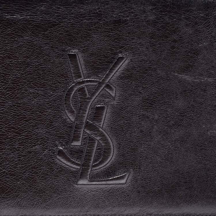Pre Owned Saint Laurent Black Leather Belle De Jour Clutch