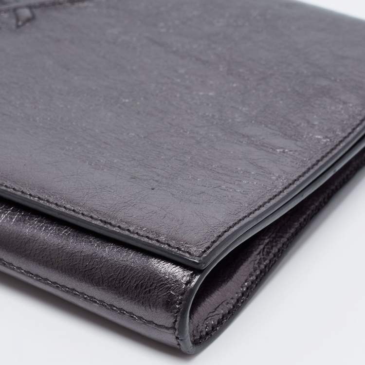 Pre Owned Saint Laurent Black Leather Belle De Jour Clutch