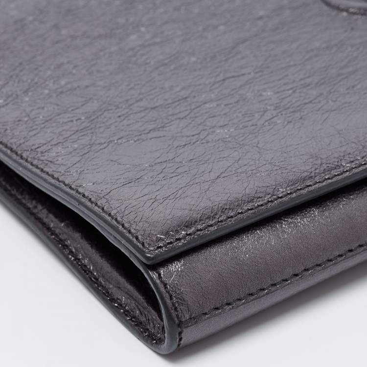 Pre Owned Saint Laurent Black Leather Belle De Jour Clutch