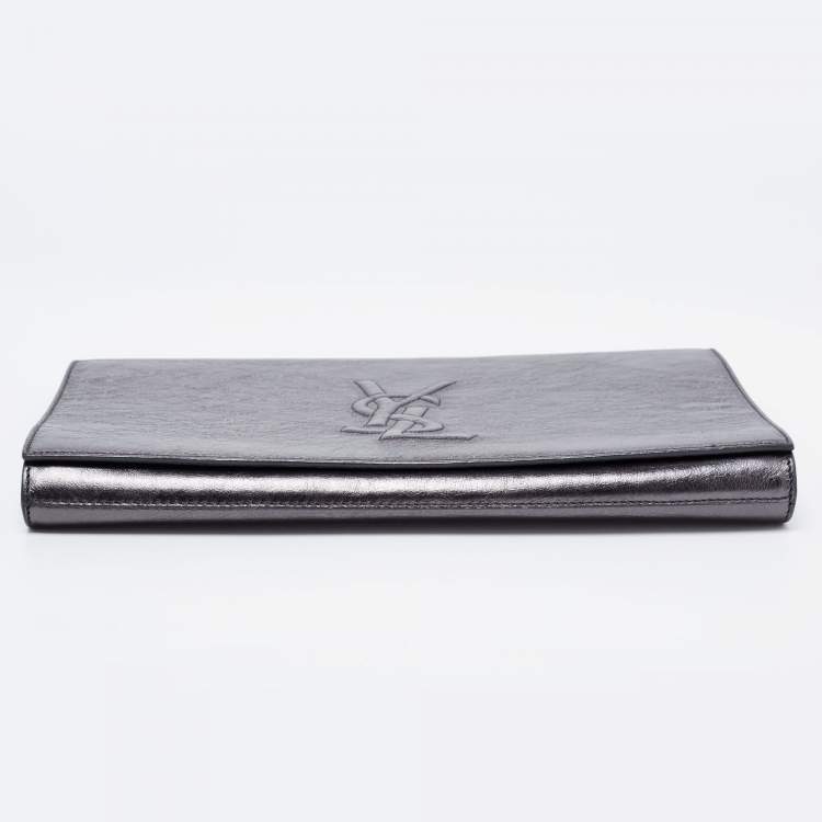 Pre Owned Saint Laurent Black Leather Belle De Jour Clutch