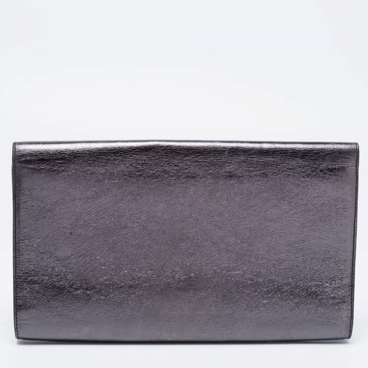 Pre Owned Saint Laurent Black Leather Belle De Jour Clutch