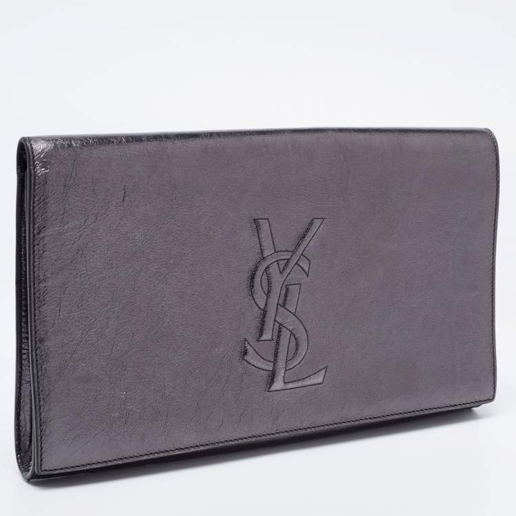 Pre Owned Saint Laurent Black Leather Belle De Jour Clutch