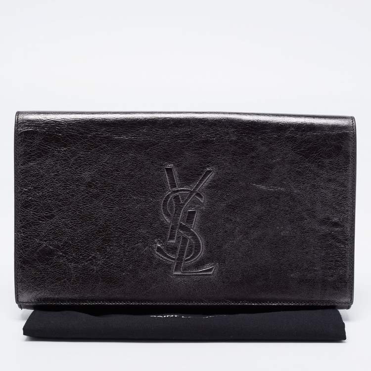 Pre Owned Saint Laurent Black Leather Belle De Jour Clutch