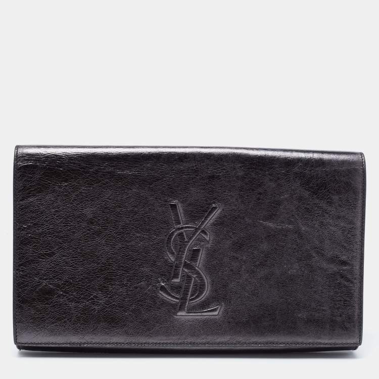 Pre Owned Saint Laurent Black Leather Belle De Jour Clutch