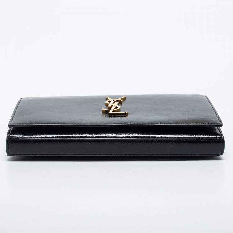 Pre Owned Saint Laurent Black Leather Kate Wallet On Chain