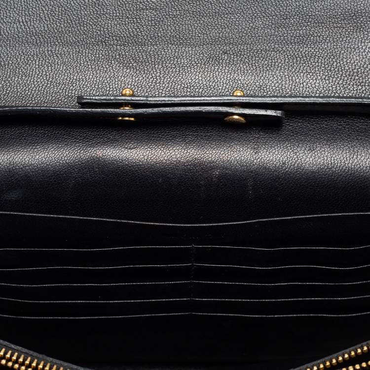 Pre Owned Saint Laurent Black Leather Kate Wallet On Chain