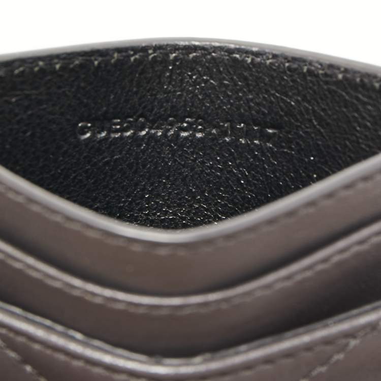 Pre Owned Saint Laurent Dark Grey Y Quilted Leather Monogram Card Holder